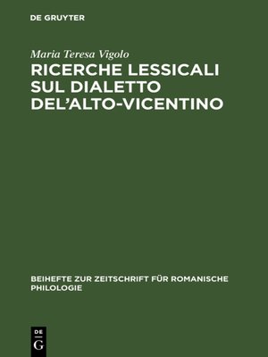 cover image of Ricerche lessicali sul dialetto del'Alto-Vicentino